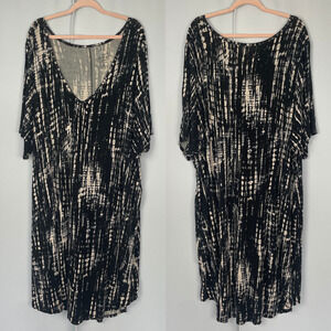 Torrid T Shirt Dress Plus Size 6 6X Black Cream Super Soft Knits Stretch Casual